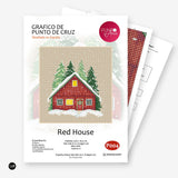 Red House - Tableau de point de croix exclusif pour broderie, point espagnol et design artistique P004