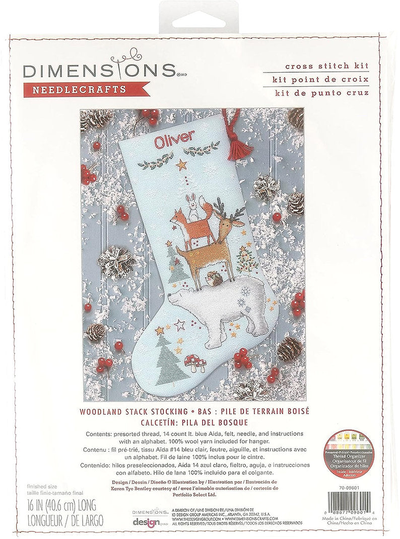 Woodland Stack Christmas Stocking - 70-09601 Dimensions - Kit de punto de cruz