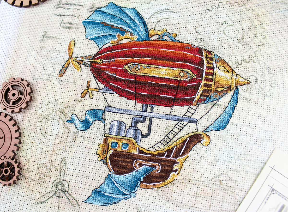 Vista adicional de Kit de punto de cruz MP Studia SRK-854 – 'Fantastic Airship' 17x15 cm