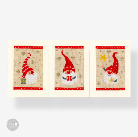 Greeting Cards: Christmas Gnomes - Vervaco Cross Stitch Kit