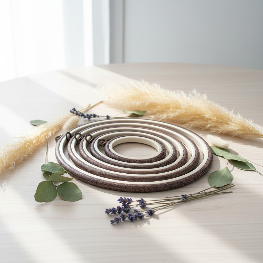 Cadre ovale 230 Nurge Flexi Hoop : marron élégant pour afficher et travailler votre broderie