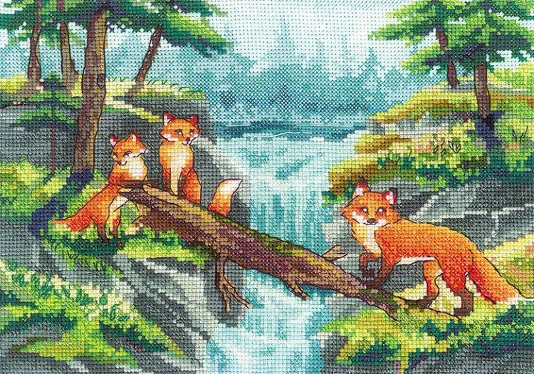 Kreuzstich-Set Andriana SANA-07 Foxes 22,5 x 15,5 cm