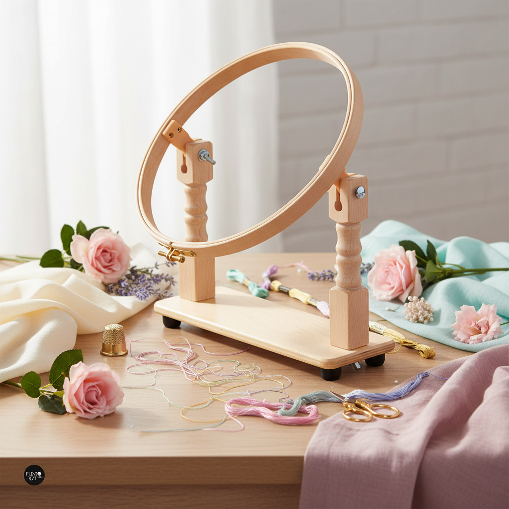 Aro con Soporte de Mesa ELBESEE de 20 cm - Bastidor Práctico para Bordado