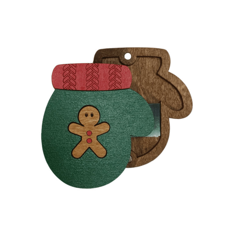 Christmas Glove. Wizardi wooden needle case with magnet KF056/83