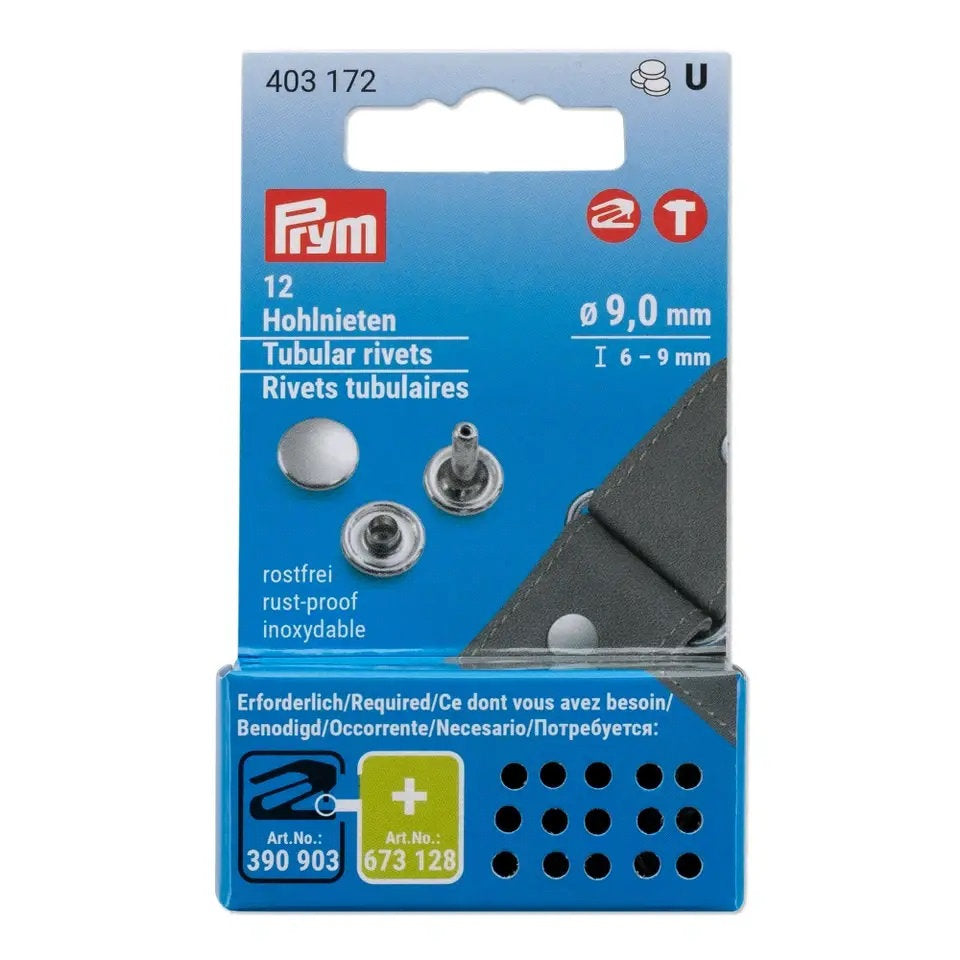 Remaches Tubulares Plateados Ø 9 mm 6-9mm Prym 403172 - accesorio Prym para cierres y accesorios de prendas