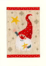 Cartes de vœux : Gnomes de Noël - Kit de point de croix Vervaco