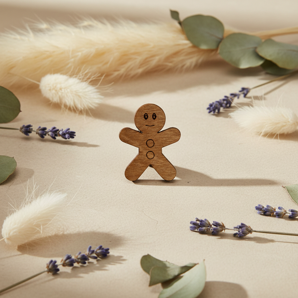 Aimant à aiguilles 'Gingerbread Cookie' - Accessoire en bois Wizardi KF059/54