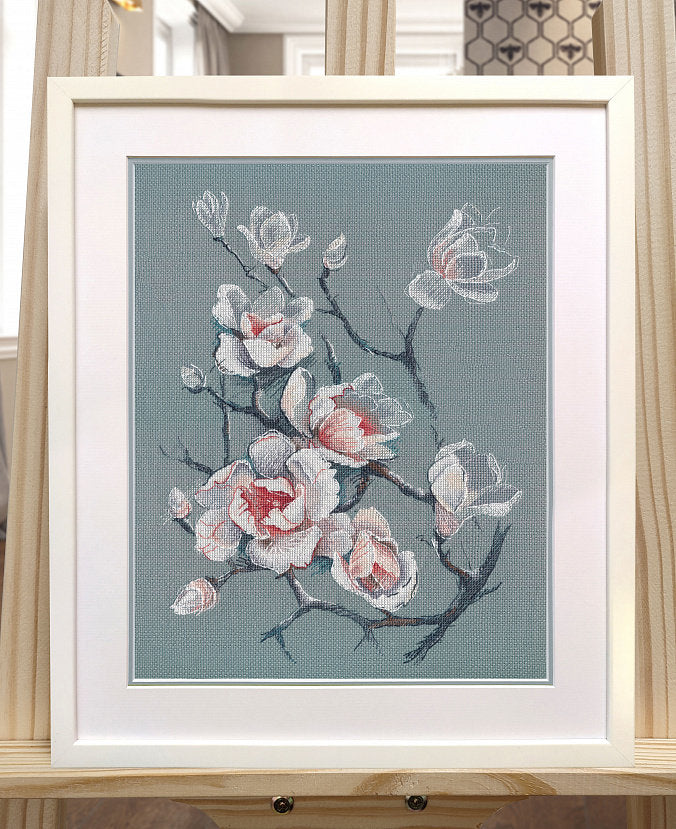 Cross Stitch Kit. Tender Magnolia 1560 from the OVEN brand