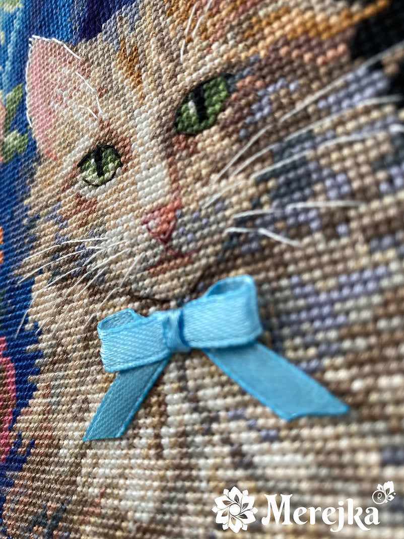 Kit de Punto de Cruz Rosie | Merejka K-236 | 22.5x30 cm | Aida Zweigart Ecru + Hilos DMC
