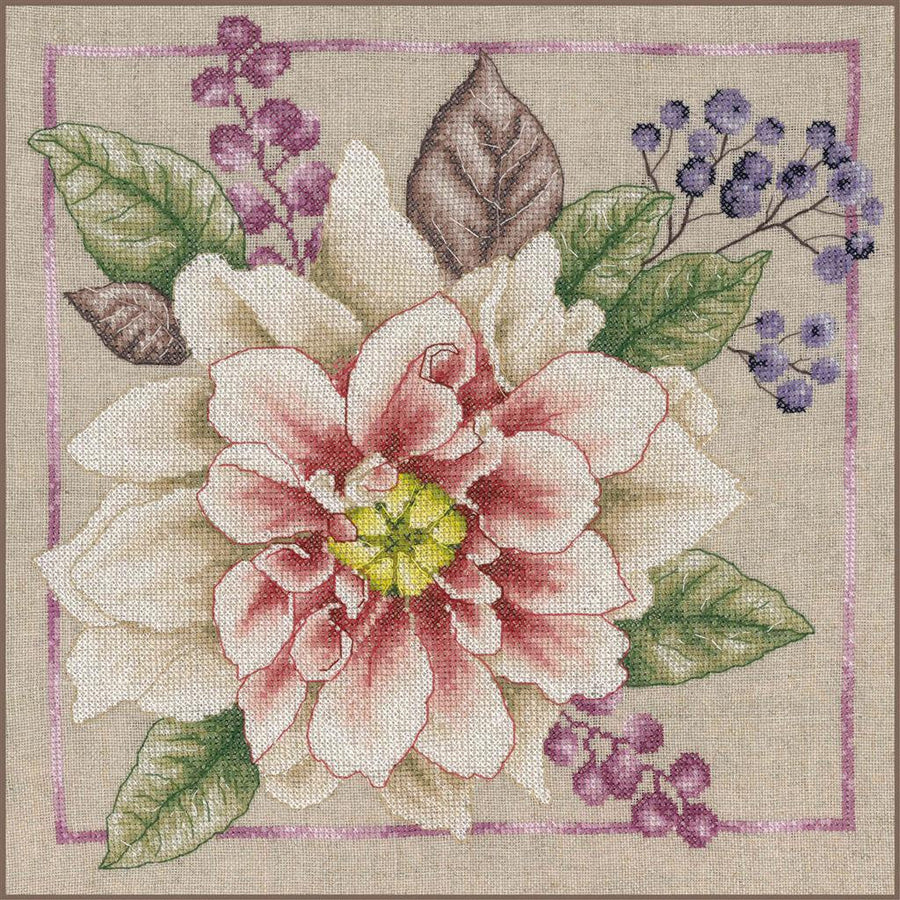 Kreuzstich-Set 'Blooming White' von Lanarte - Natürliche Eleganz PN-0199793