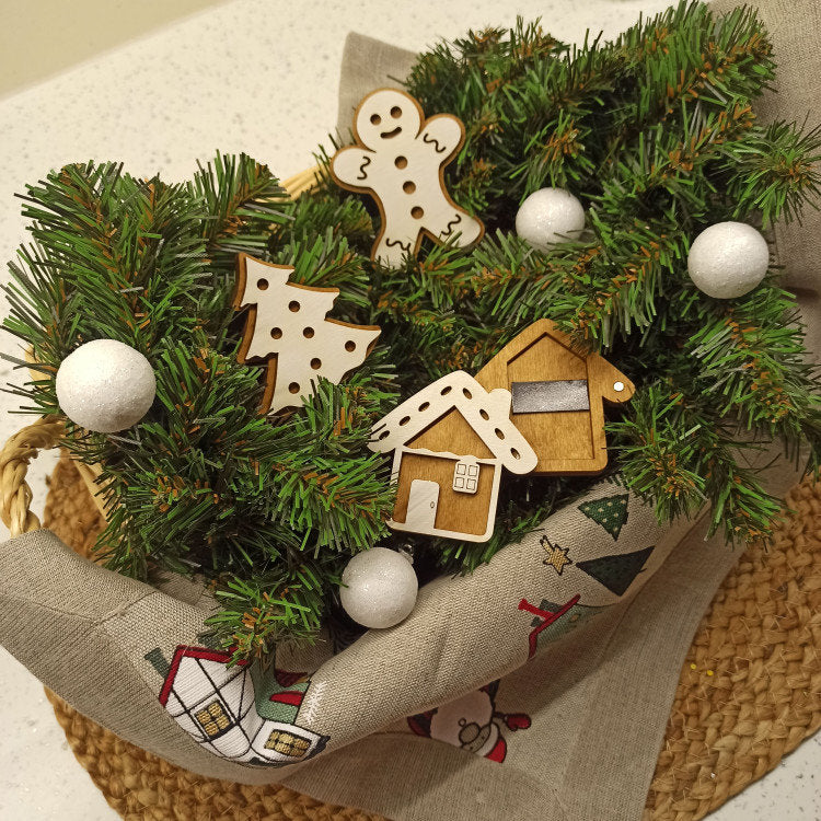 Vista adicional de Imán para agujas Wizardi KF056/79 Cookie Christmas Tree. Estuche para agujas de madera con imán de Wizardi