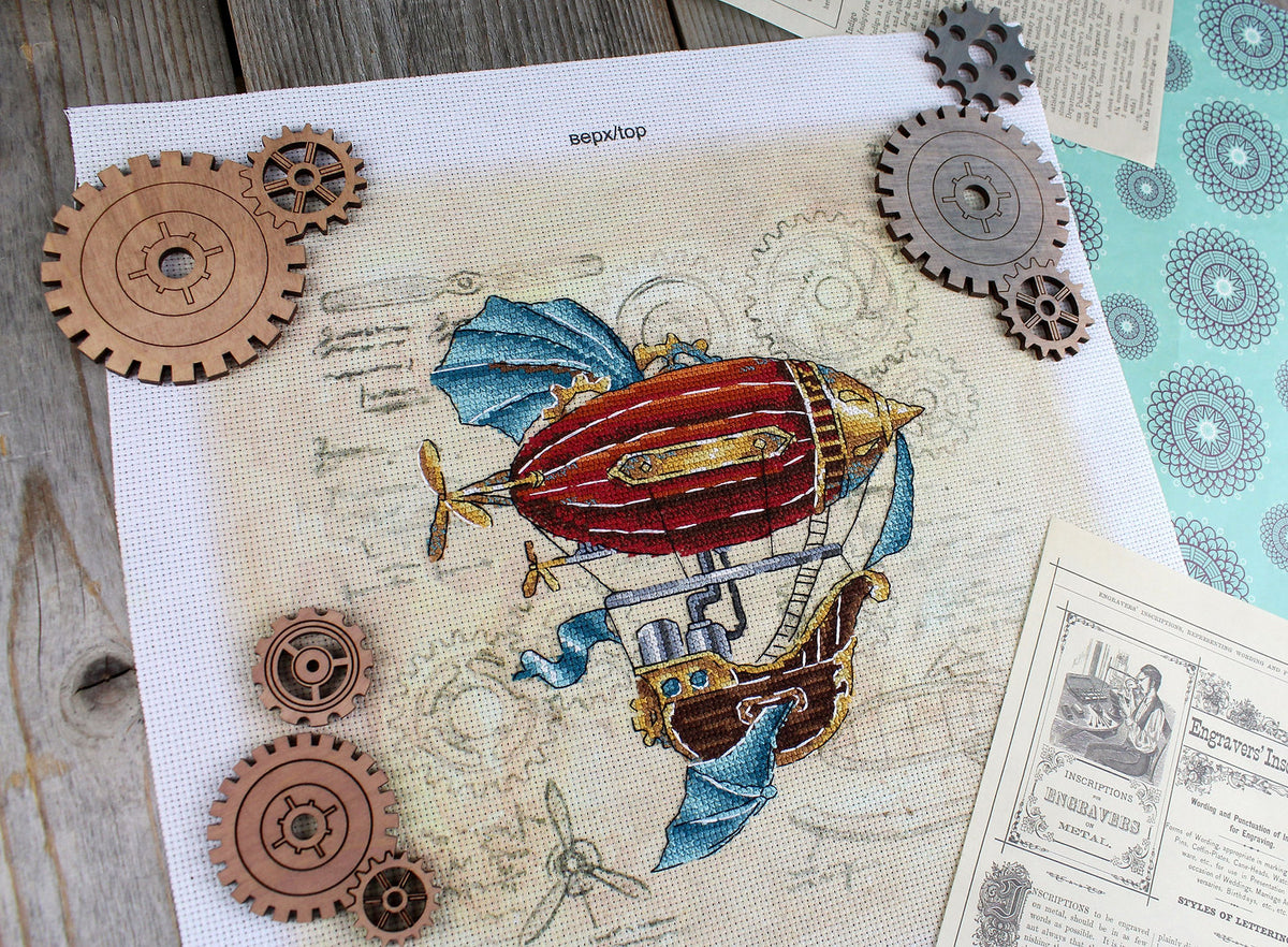 Vista adicional de Kit de punto de cruz MP Studia SRK-854 – 'Fantastic Airship' 17x15 cm