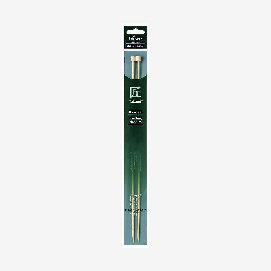 33 cm Takumi Bamboo Knitting Needles - Clover: Quality and Comfort for Your Knitting Projects