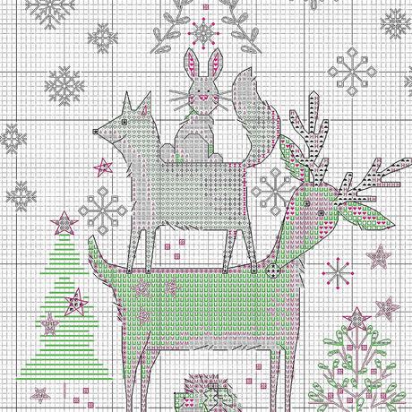 Bas de Noël Woodland Stack - 70-09601 Dimensions - Kit de point de croix