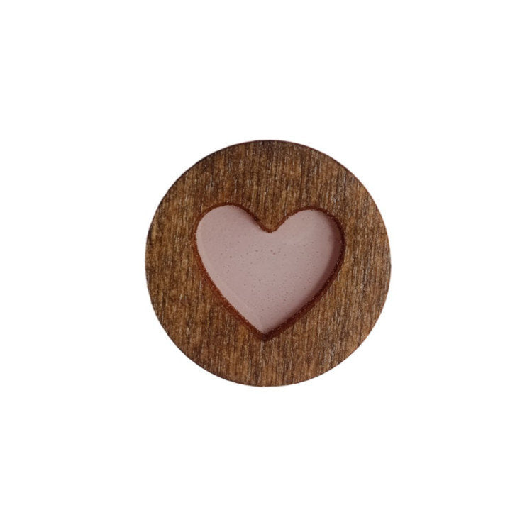 Corazón. Imanes para agujas de Madera con resina epoxi Wizardi KF059/107