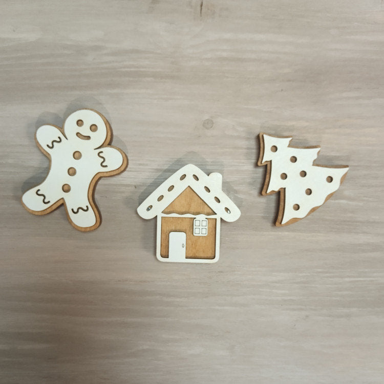 Vista adicional de Imán para agujas Wizardi KF056/79 Cookie Christmas Tree. Estuche para agujas de madera con imán de Wizardi