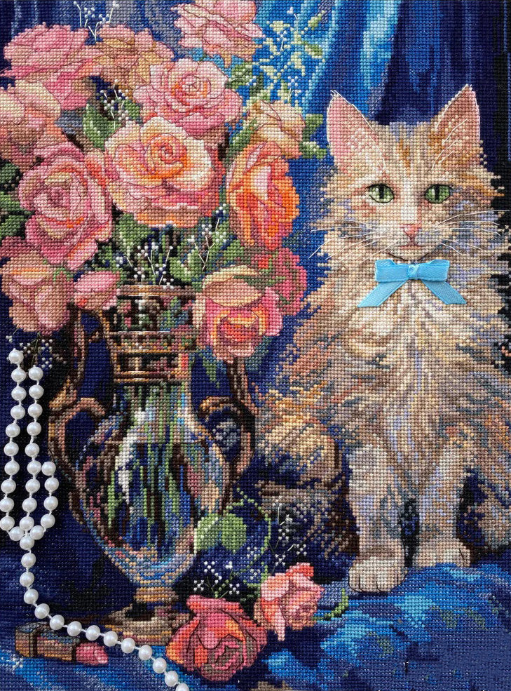 Kit de Punto de Cruz Rosie | Merejka K-236 | 22.5x30 cm | Aida Zweigart Ecru + Hilos DMC