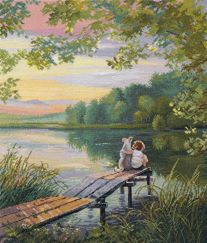 Kit de punto de cruz Oven S1577 – Kit de punto de cruz. Carefree childhood 32x40 cm