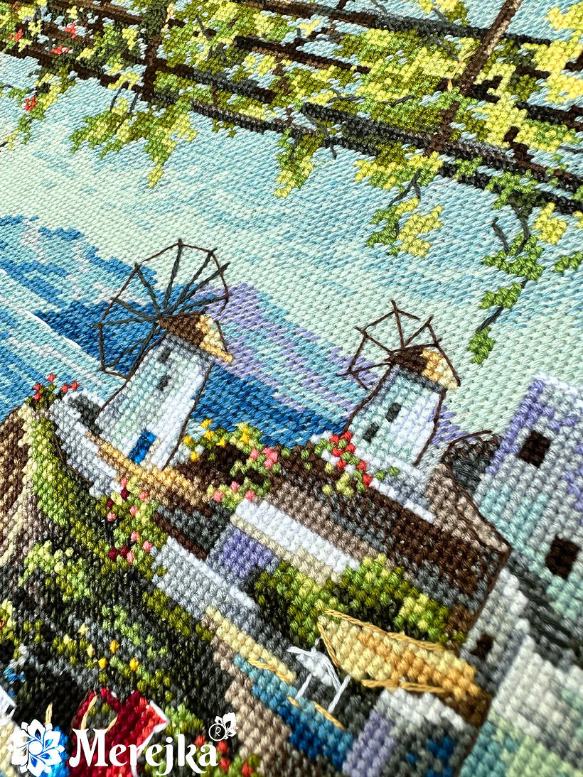 Kit de Punto de Cruz "Santorini. View from Terrace" - Merejka K-230