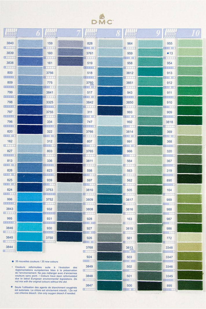 Mouliné and Perle DMC Color Chart - Includes the New 35 Mouliné Colors