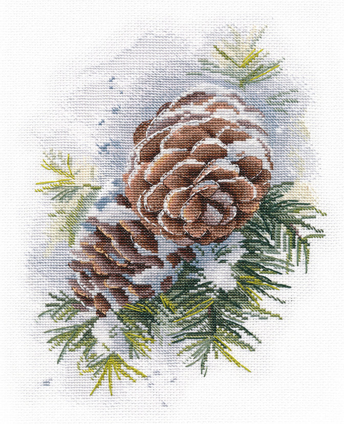 Kit de punto de cruz Oven S1570 – 'Winter Cones' 17x23 cm