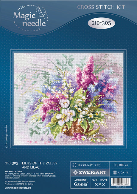 Cross Stitch Kit. Lilies of the Valley and Lilac - Magic Needle 210-305