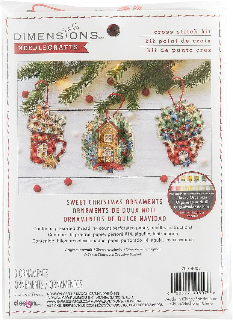 Sweet Christmas Ornaments - 70-09607 Dimensions - Cross Stitch Kit