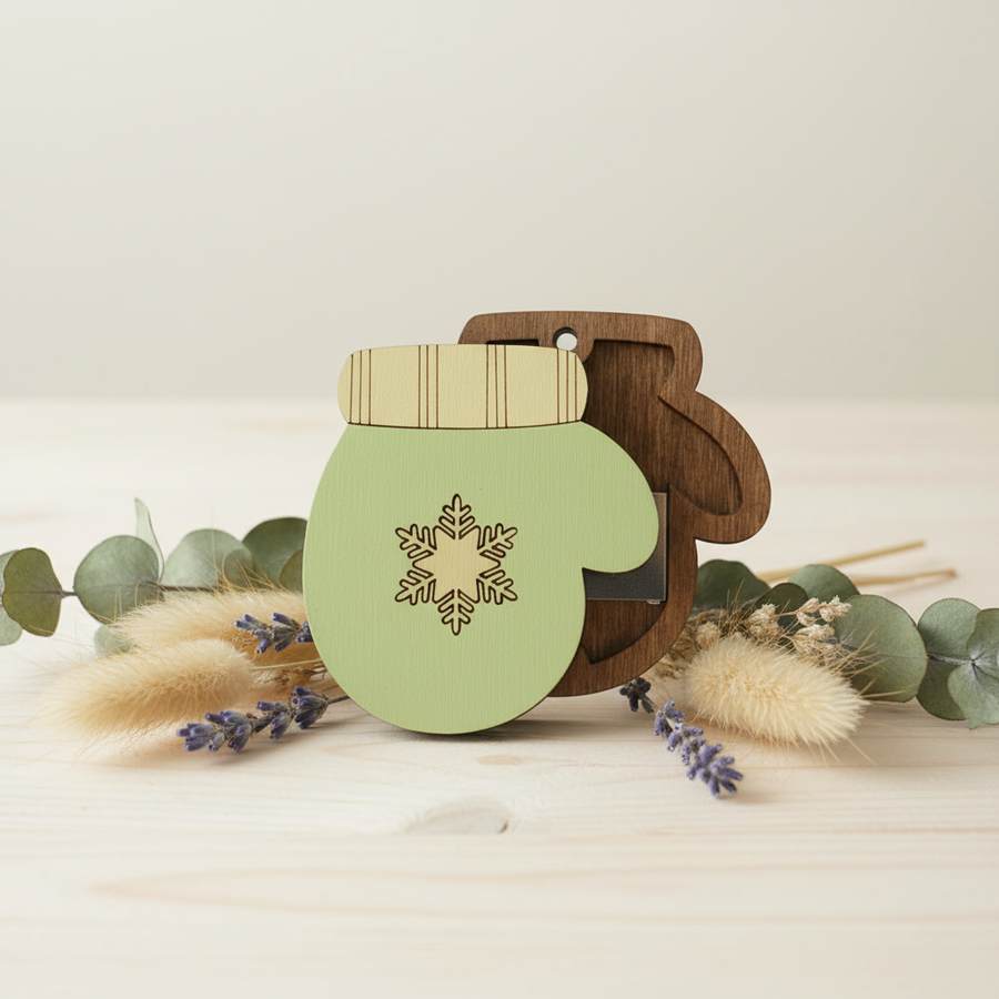 Imán para agujas Wizardi KF056/82 Guante Verde. Estuche para agujas de madera con imán de Wizardi