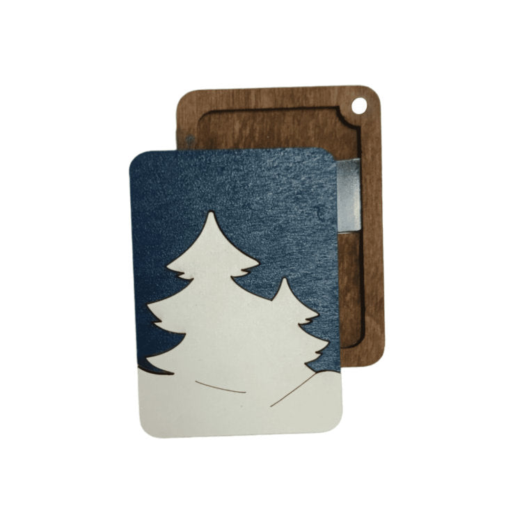 Imán para agujas Wizardi KF056/72 Bosque de Invierno. Estuche para agujas de madera con imán de Wizardi