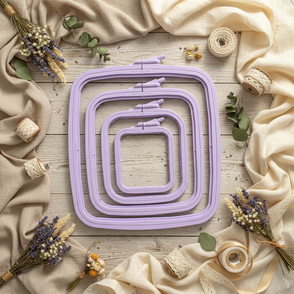 Bastidor Cuadrado Violeta de Nurge: Precisión y Estilo en Tus Bordados