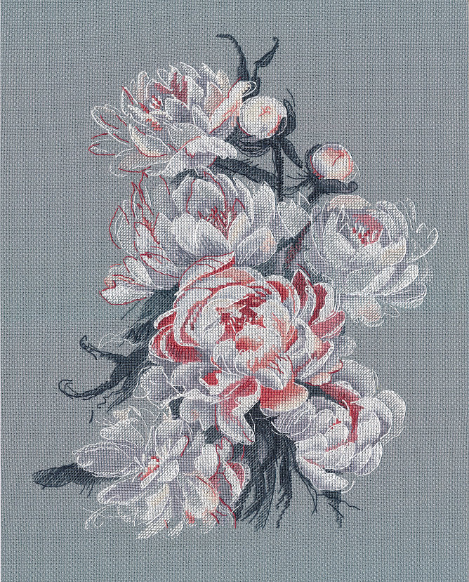 Cross Stitch Kit 'Lacy Peonies' - 1574 OVEN