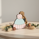 Blue hat. Wizardi wooden needle case with magnet KF056/84