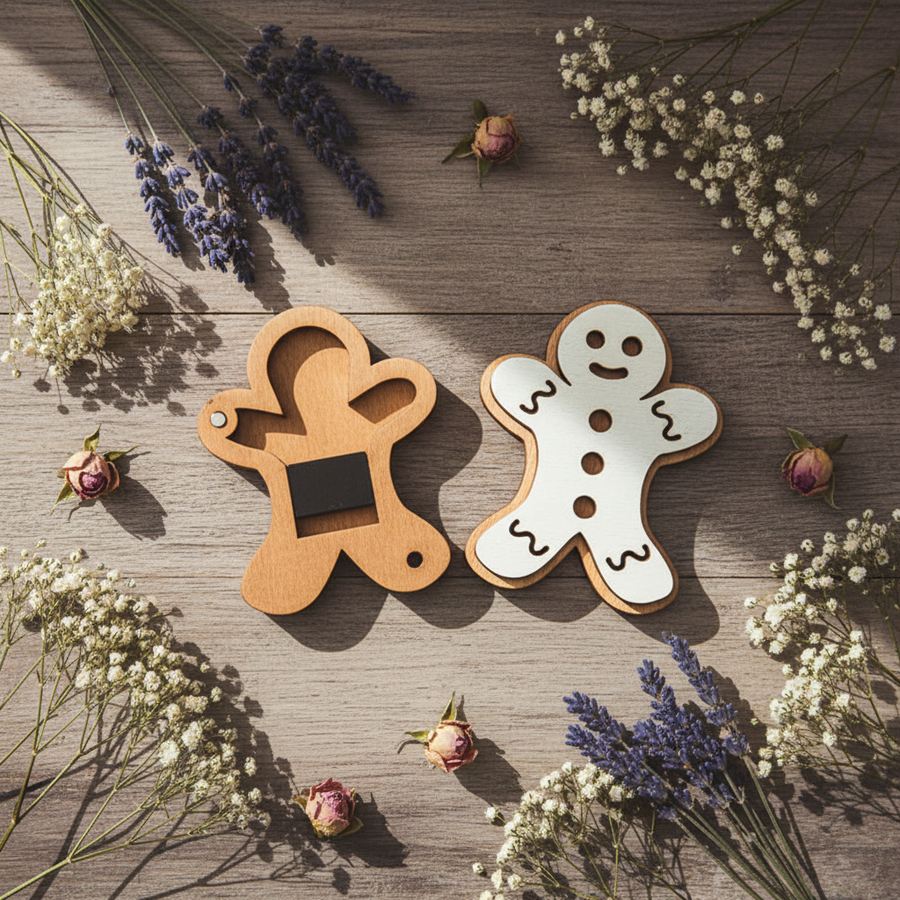 Imán para agujas Wizardi KF056/77 Galleta. Estuche para agujas de madera con imán de Wizardi