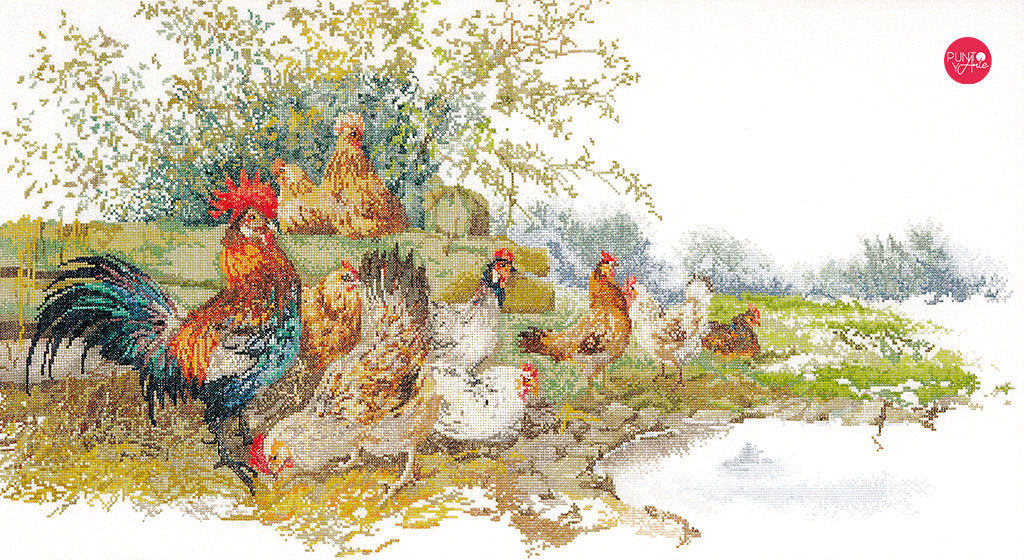 2038A Chickens - Thea Gouverneur - Cross Stitch Kit