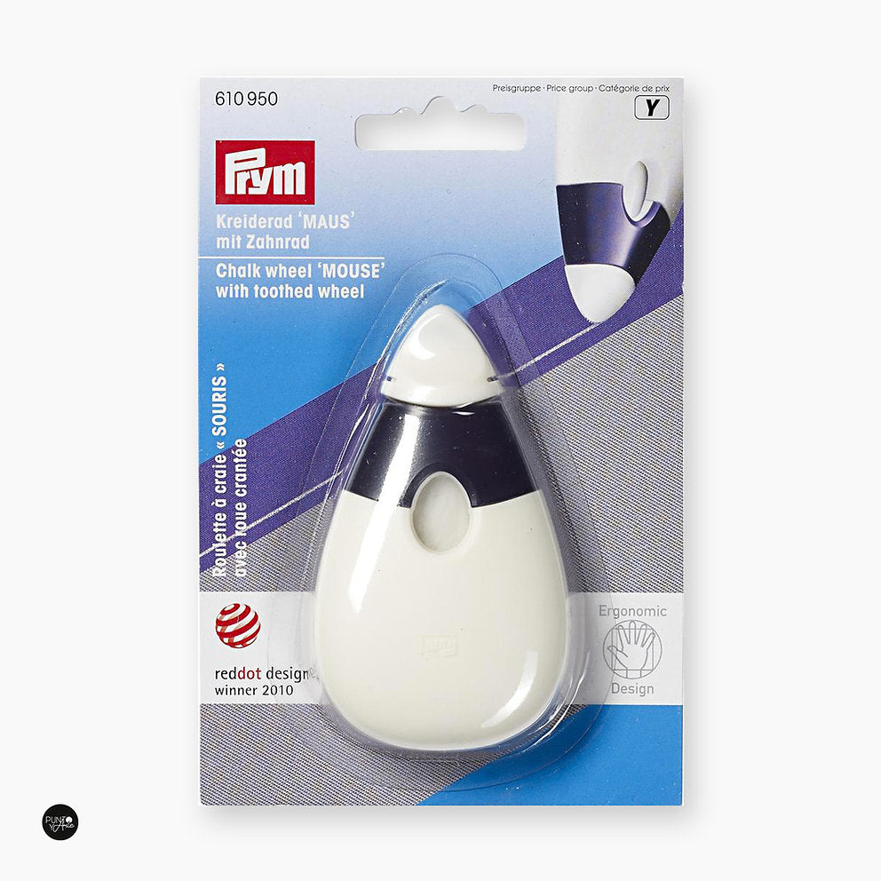 Prym 610950 Roulette à craie ergonomique "Mouse" pour marquer les tissus