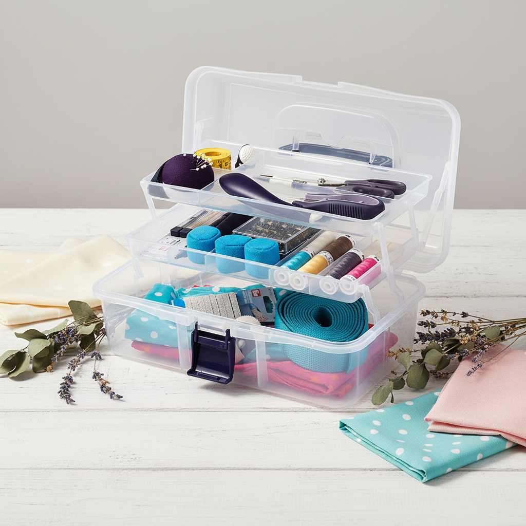 Caja de Costura Transparente Prym - Organización y Portabilidad para Tus Materiales de Costura
