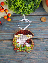 Kit de Bordado con Abalorios sobre Madera “Porcini Mushroom” MP Studia SO-149 – Decoración Navidad 8×7 cm