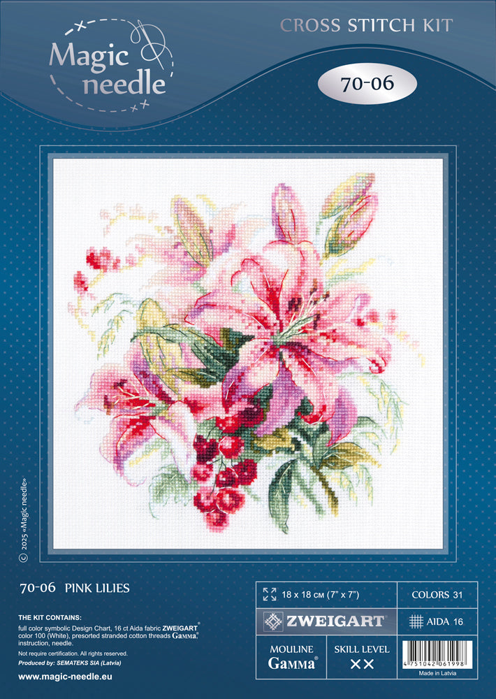 Kit de Punto de Cruz 70-06 “Pink Lilies” – Magic Needle