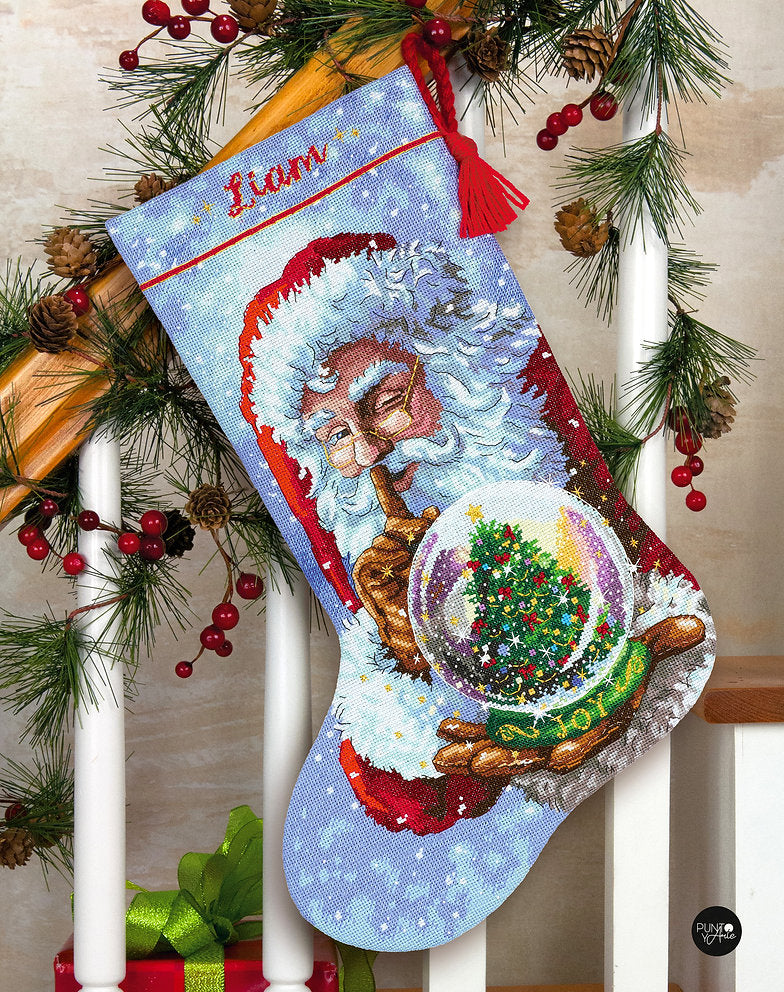 Weihnachtsmann-Schneekugel - 70-08985 Dimensions - Kreuzstich-Set