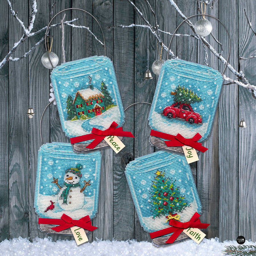 Decorazioni per barattolo natalizio - 70-08997 Dimensions - Kit punto croce