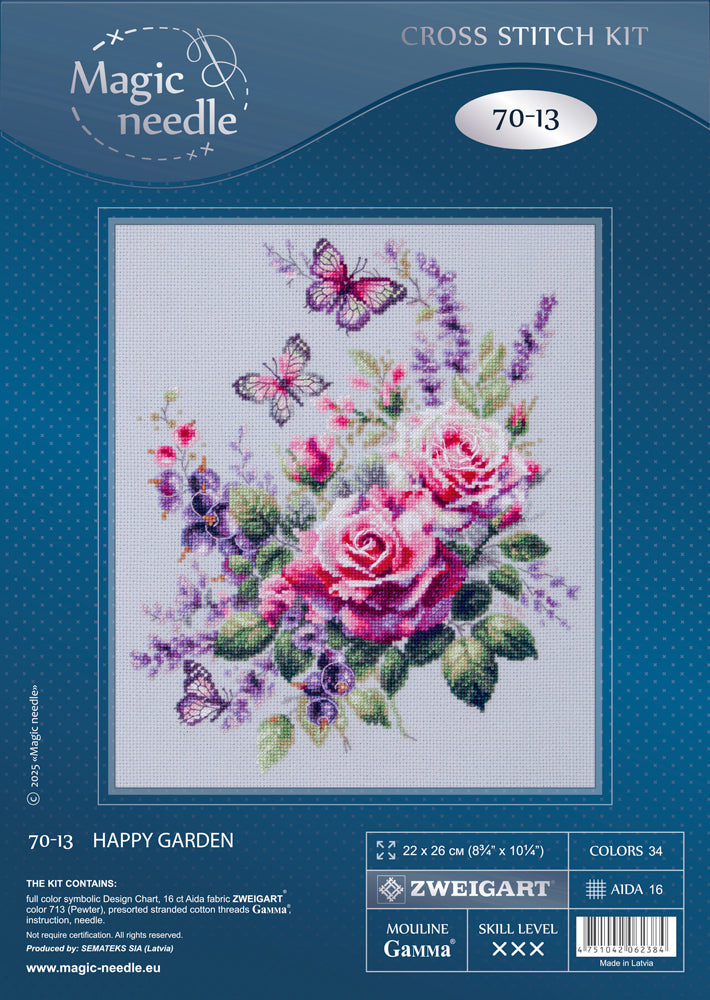 Kit de punto de cruz Magic Needle 70-13 – Happy Garden