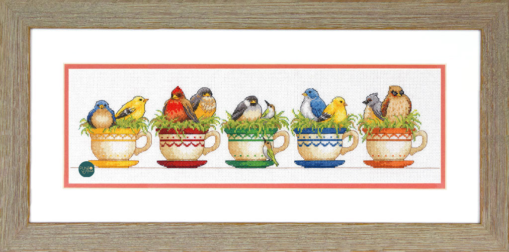 Teacup Birds - 70-35394 Dimensions - Kit de punto de cruz