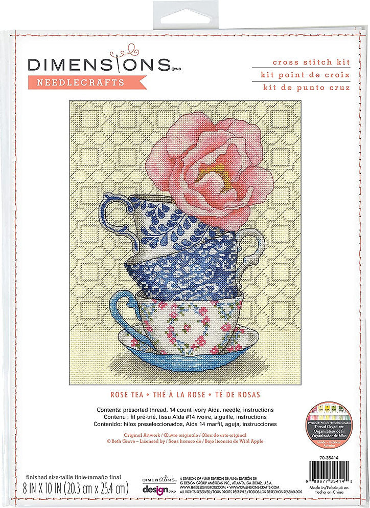 Kit de point de croix - Roses thé - Dimensions 70-35414