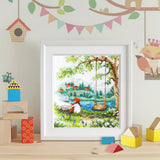 Kit de punto de cruz Magic Needle 70-42 Carefree Days con niña y paisaje de lago