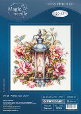 Kit de punto de cruz Magic Needle 70-45 Petals and Light con farol y flores