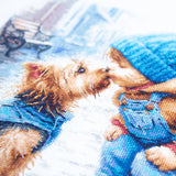 Kit de punto de cruz Magic Needle 70-51 First Friend con perro en invierno