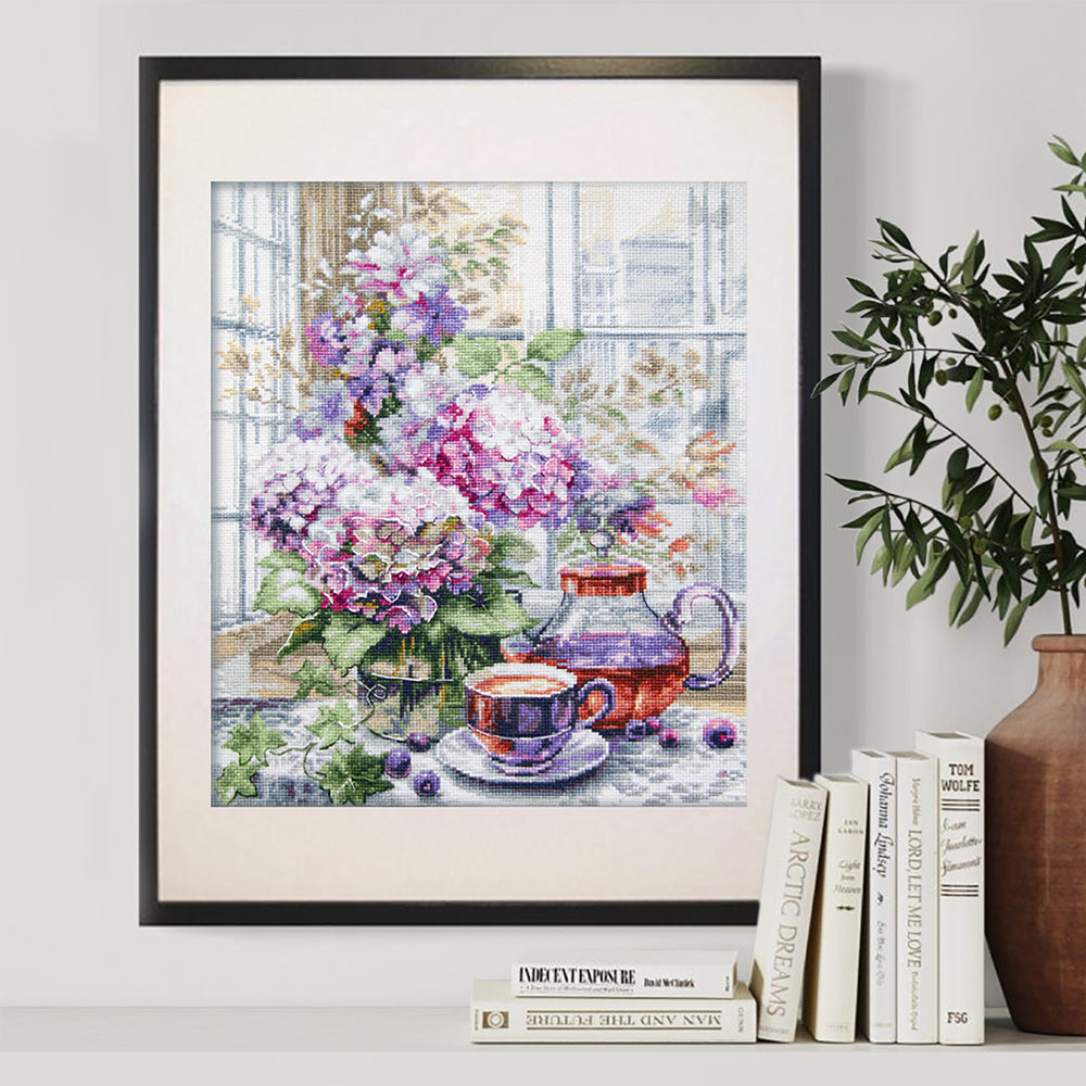 Kit de punto de cruz Magic Needle 70-56 My Serene Morning con flores y té
