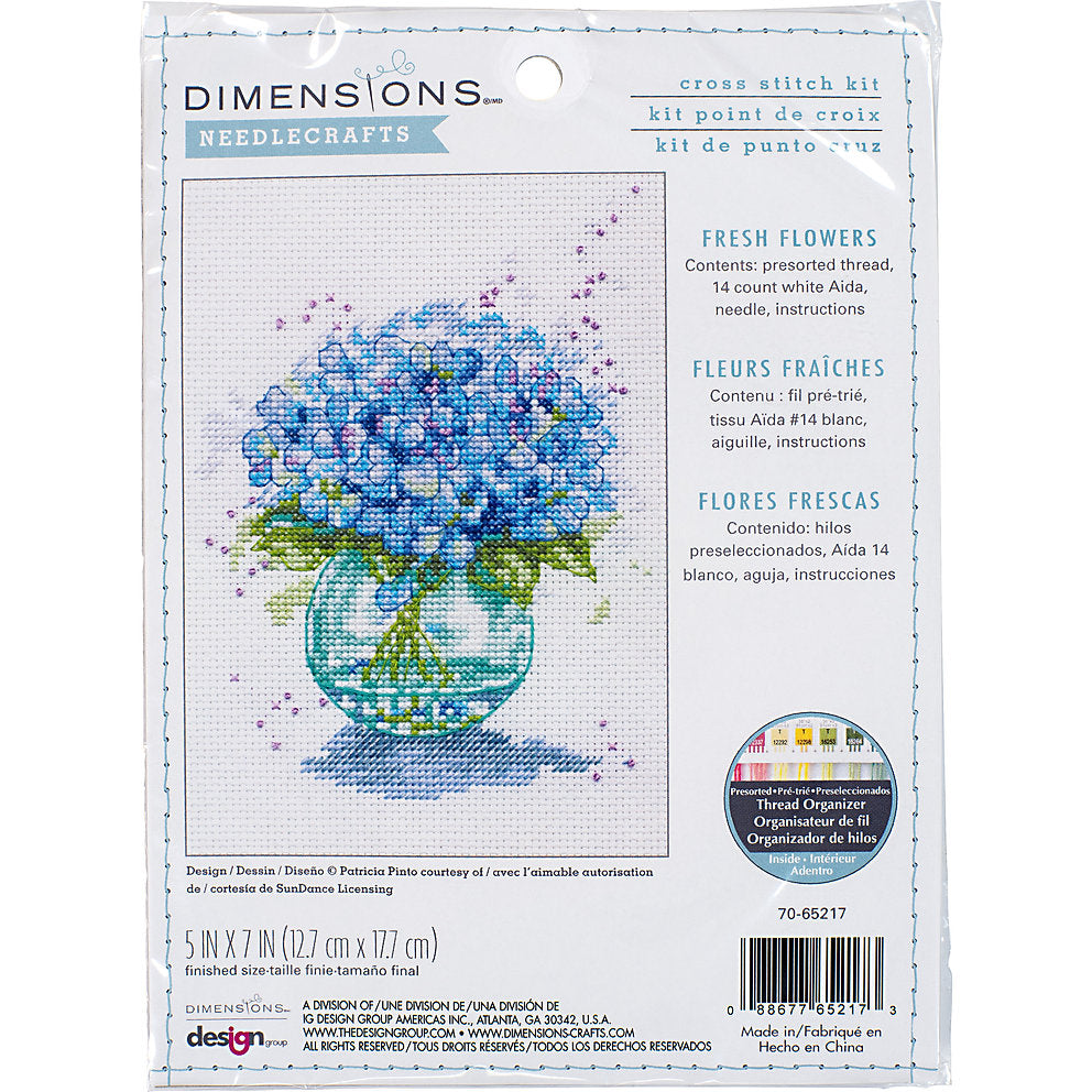 Flores frescas - 70-65217 Dimensions - Kit de punto de cruz