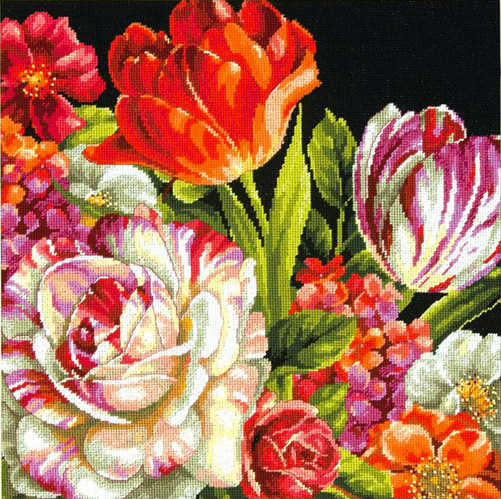 Petit-Point-Set Strauß in Schwarz – Dimensions 71-20079