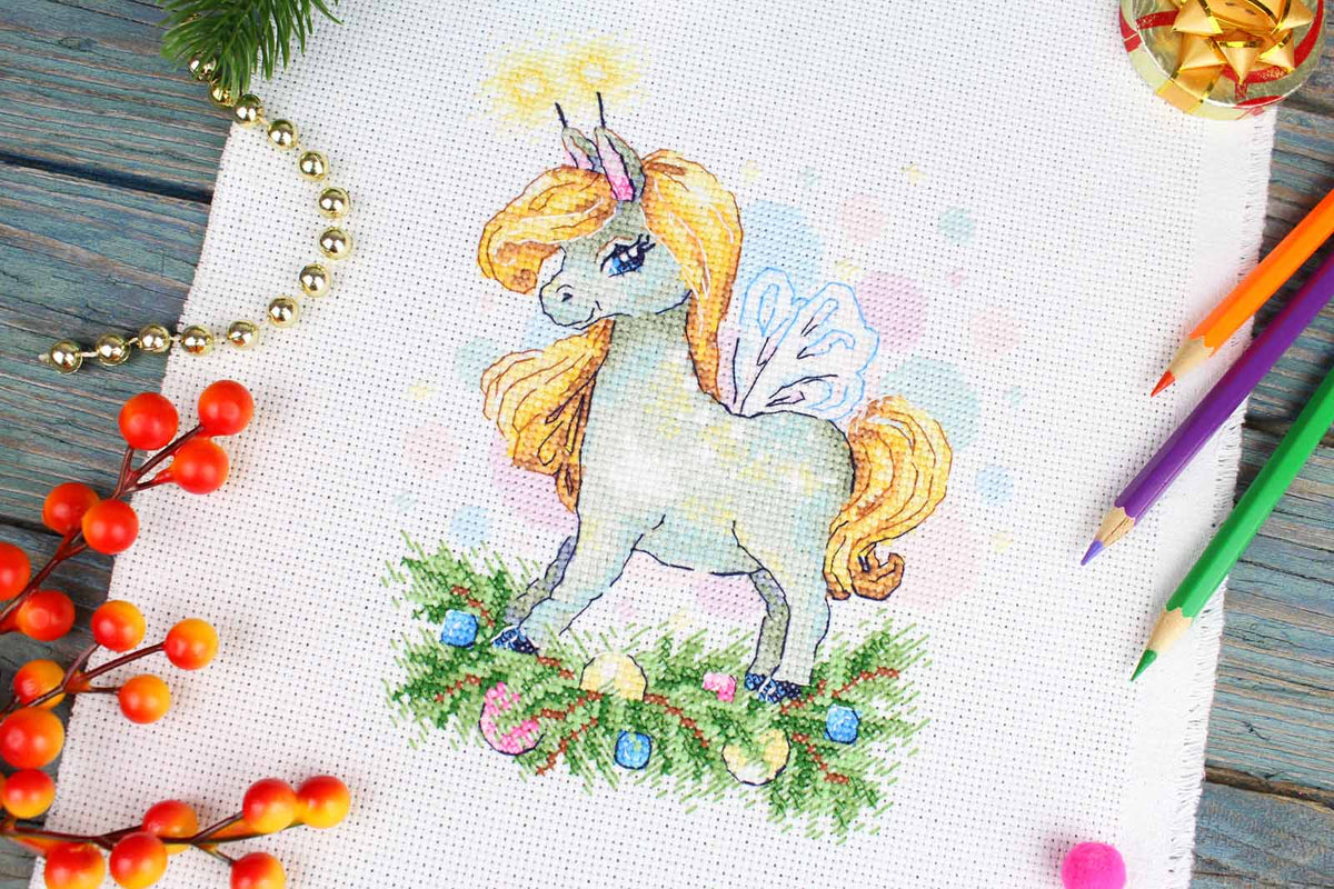 Kit de punto de cruz MP Studia SM-1251 – Festive Horse 18x15 cm